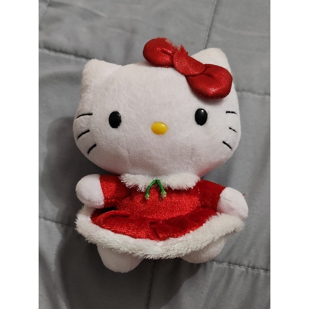 Sanrio Hello Kitty Christmas Plush Red Holiday Dress Faux Fur Trim Small Toy
